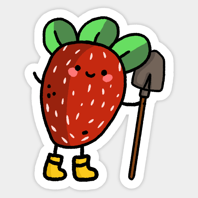 cute little farmer strawberry design Sticker by grafitytees